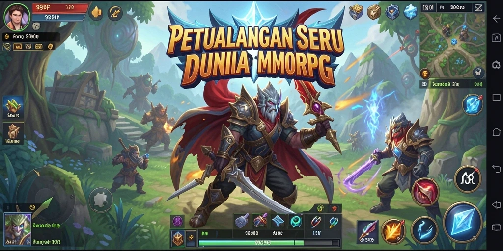 Screenshot gameplay 99RP menampilkan pertempuran epik dan dunia yang luas.