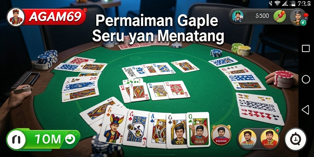 Tampilan gameplay seru AGAM69 dengan kartu Gaple.