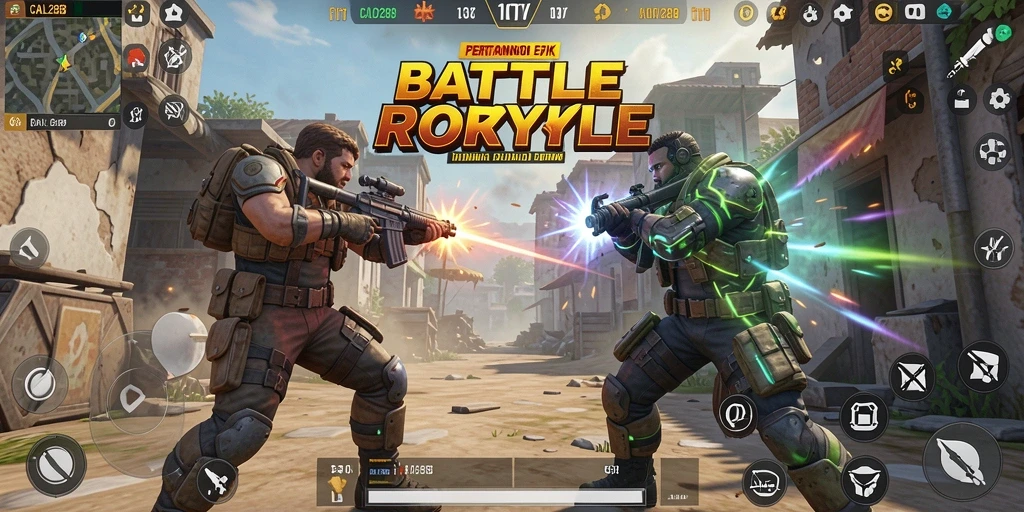 Gameplay Battle Royale yang mendebarkan dan intens.