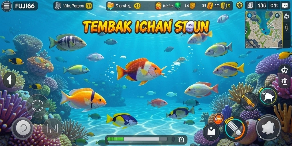 Tampilan gameplay seru dari FUJI66 dalam menembak ikan.