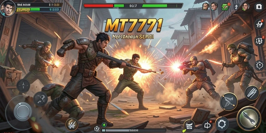 Screenshot menampilkan pertarungan epik di MT777 dengan karakter beraksi.