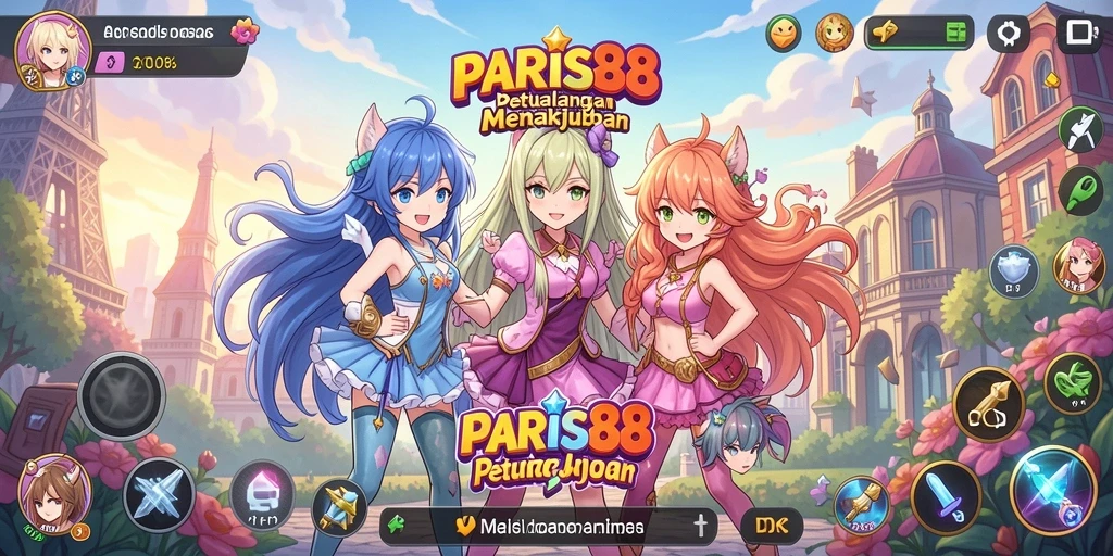 Tampilan gameplay PARIS88 yang penuh warna dan dinamis.