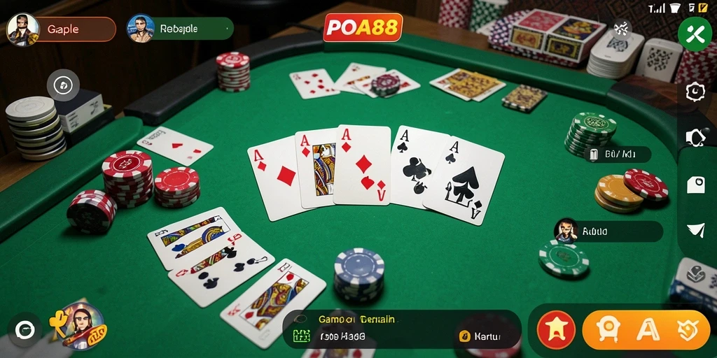 Tampilan gameplay Gaple yang menarik dan interaktif di POA88.