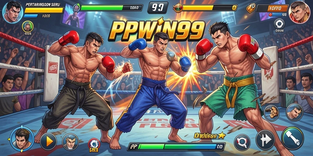 Tampilan gameplay seru dengan pertarungan karakter di PPWIN99.