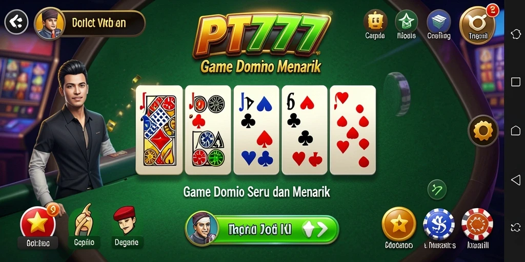 Screenshot utama PT777 menampilkan gameplay Domino yang menarik dan interaktif.