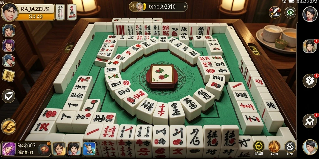 Tampilan gameplay RAJAZEUS yang menarik di papan Mahjong.