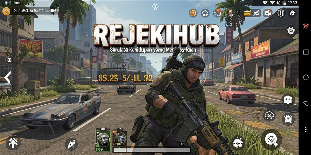 Tampilan gameplay mendetail di REJEKIHUB dengan berbagai elemen kehidupan.