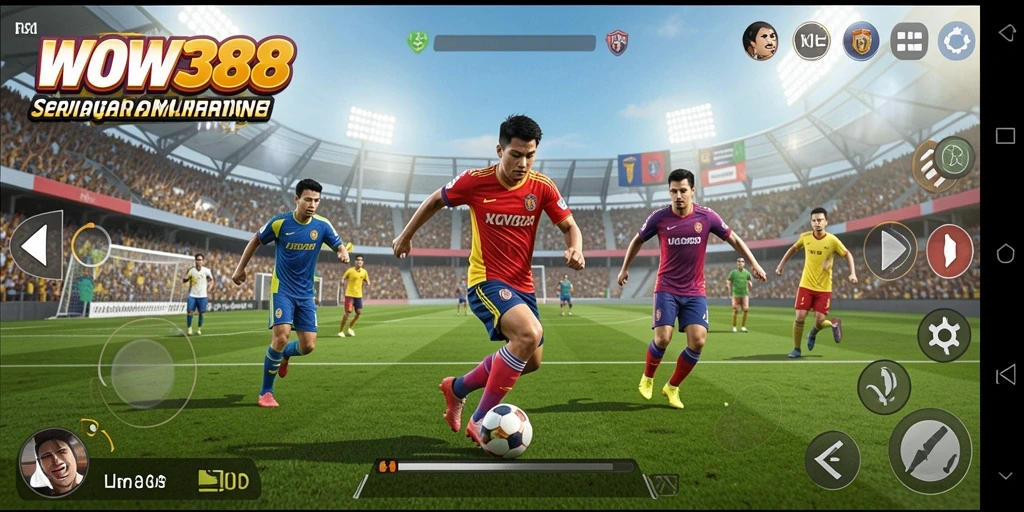 Screenshot gameplay WOW388 dengan aksi seru di arena olahraga.
